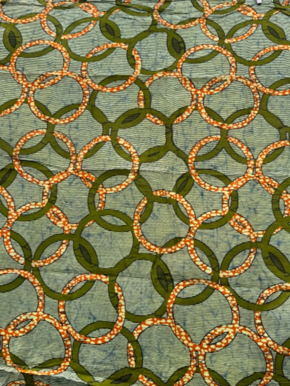 New Guaranteed Real Wax HiTarget African Fabric 1.75 yds Orange Green Circles